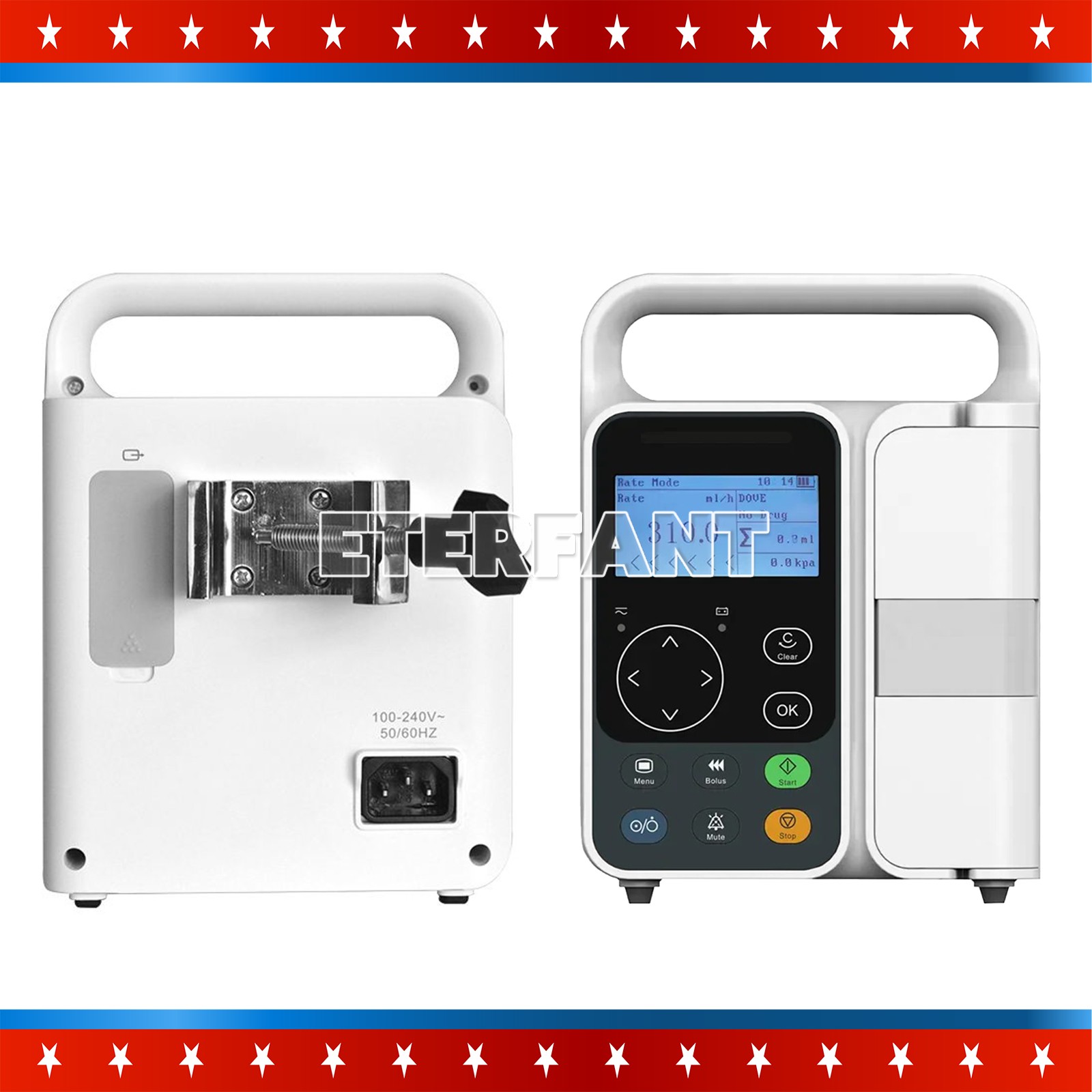 Human infusion pump 1-1200ml/h Adjustable, LCD, Built-in Battery Alarms