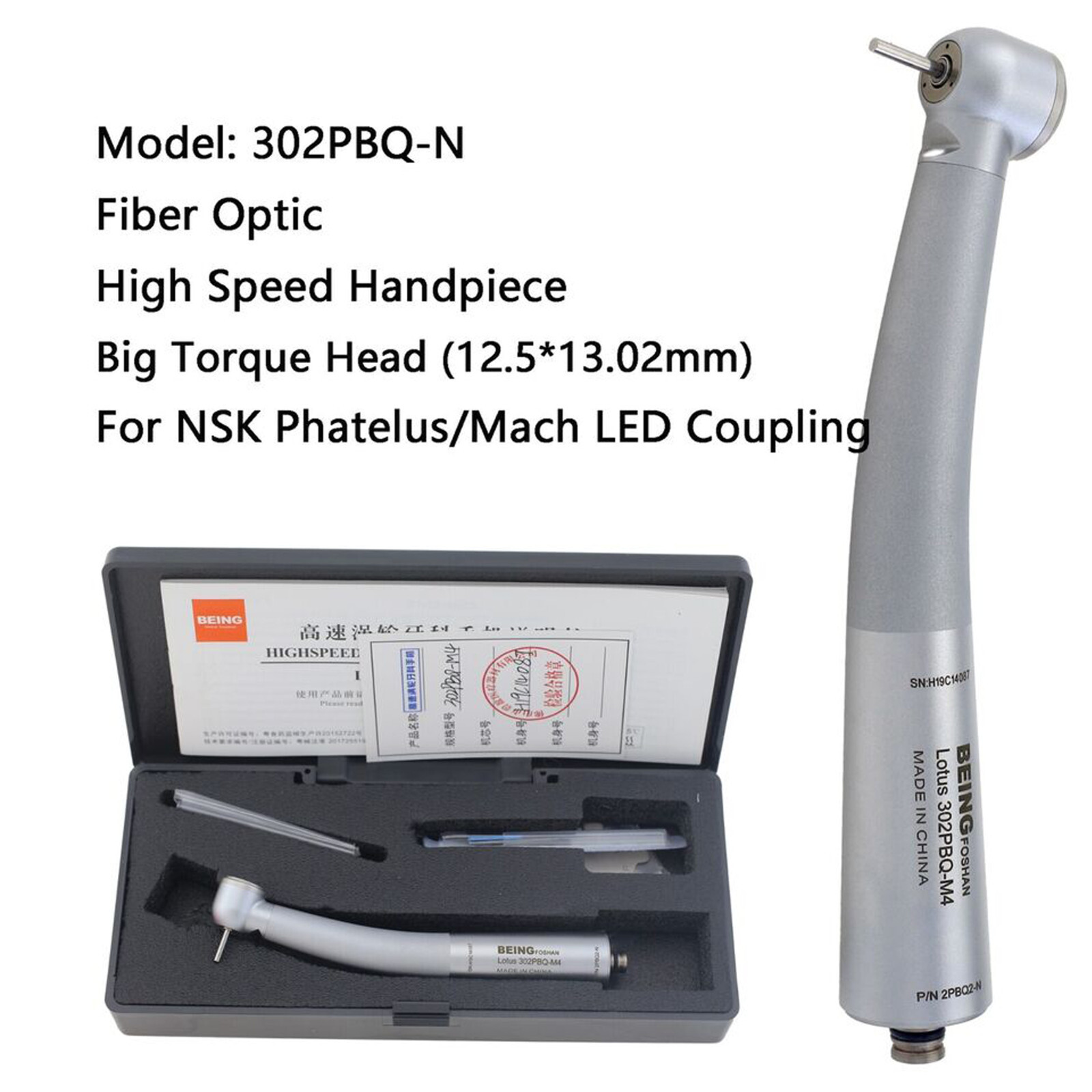 COXO Dental Turbine Fiber Optic High Speed Handpiece NSK Coupler 4 Hole 6 Pin