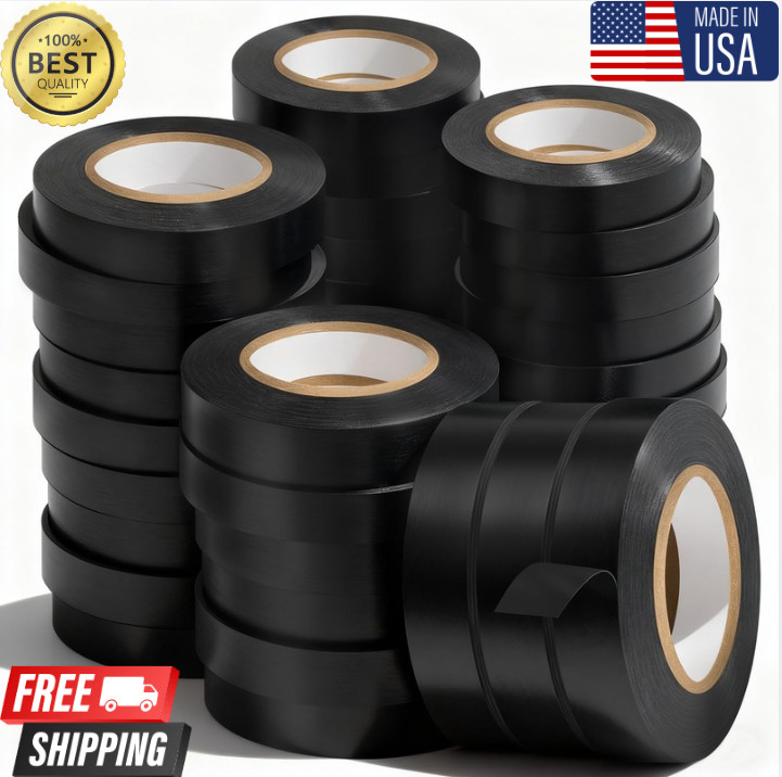 20 Pack Black Electrical Tape 3/4″ x 66ft Waterproof High Temperature Resistance