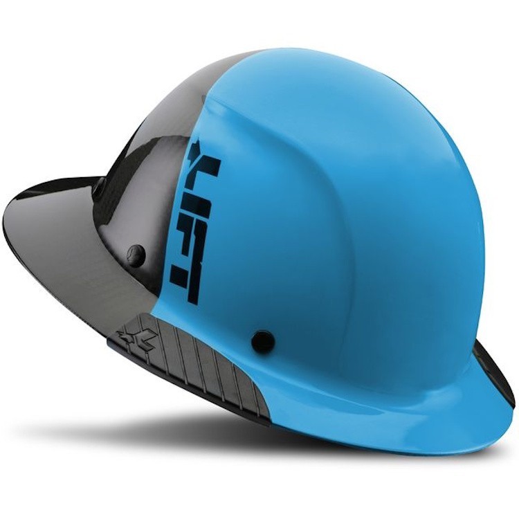 Lift Safety DAX 50/50 Carbon Fiber Full Brim Hard Hat – Black / Cyan HDF50C-24CC