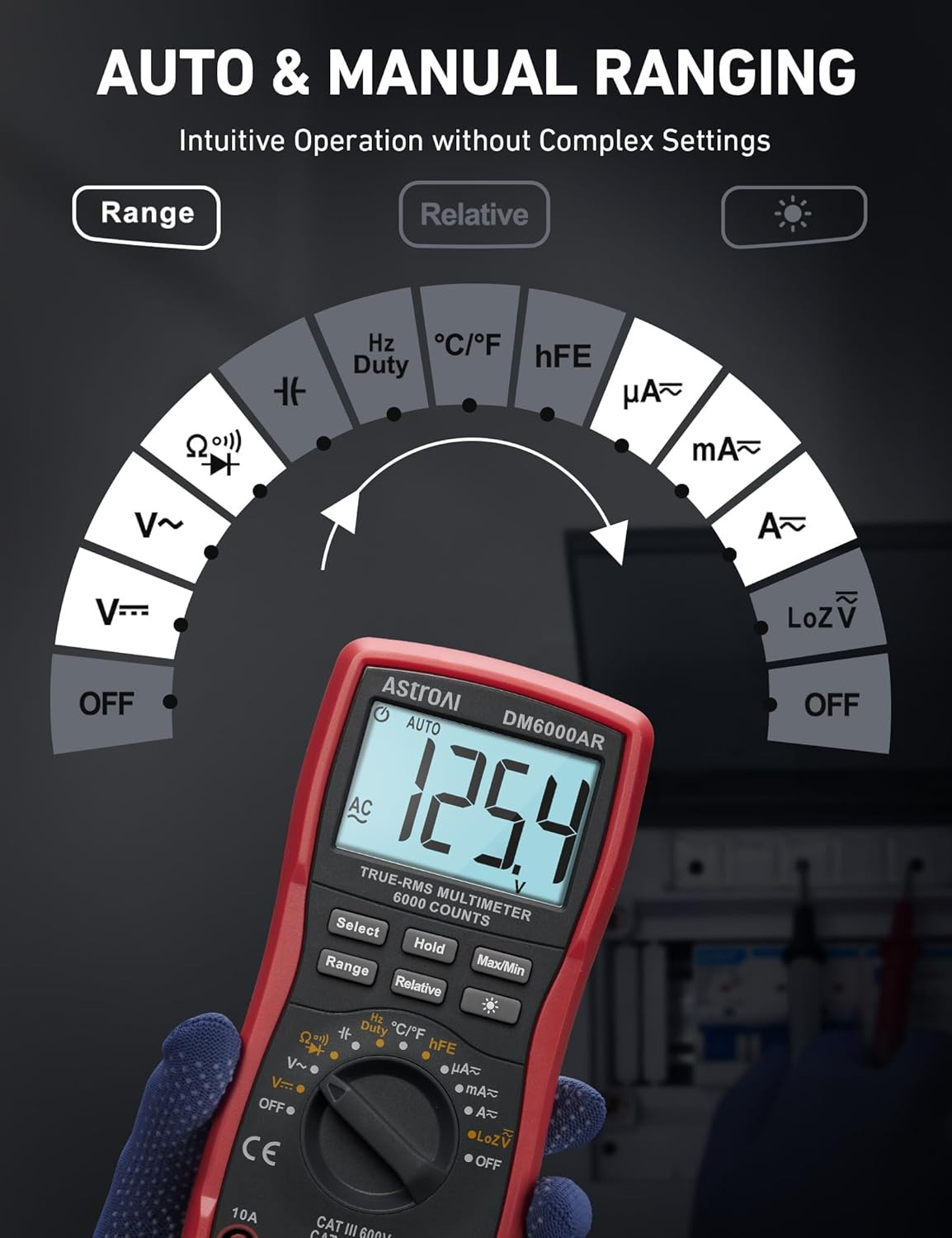 Digital Multimeter TRMS 6000 Counts Volt Meter Ohmmeter Auto-Ranging