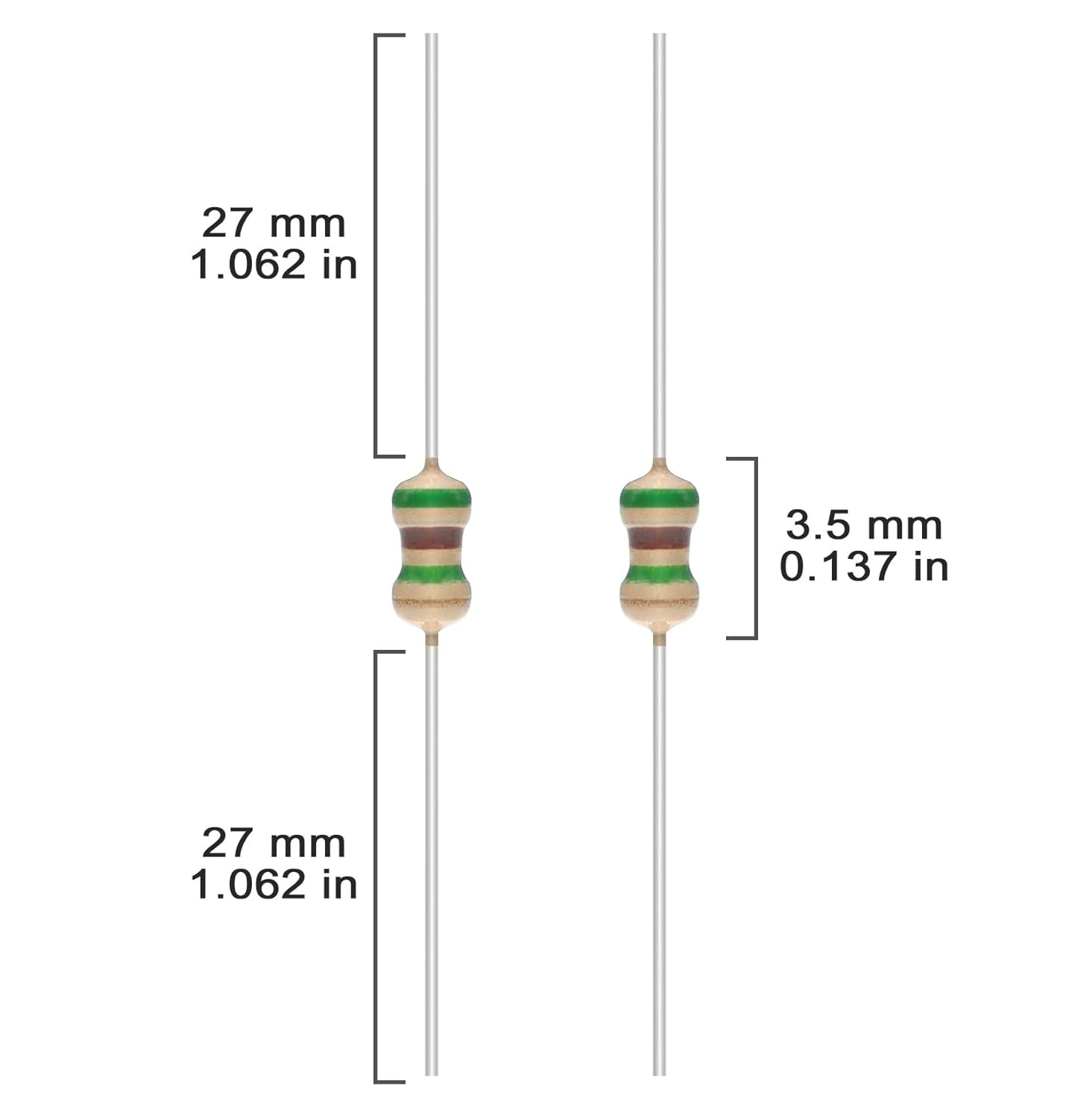 50 Values 1/8W Resistor Kit from 1 Ohm to 1M 1/8 Watt 5% Carbon Film