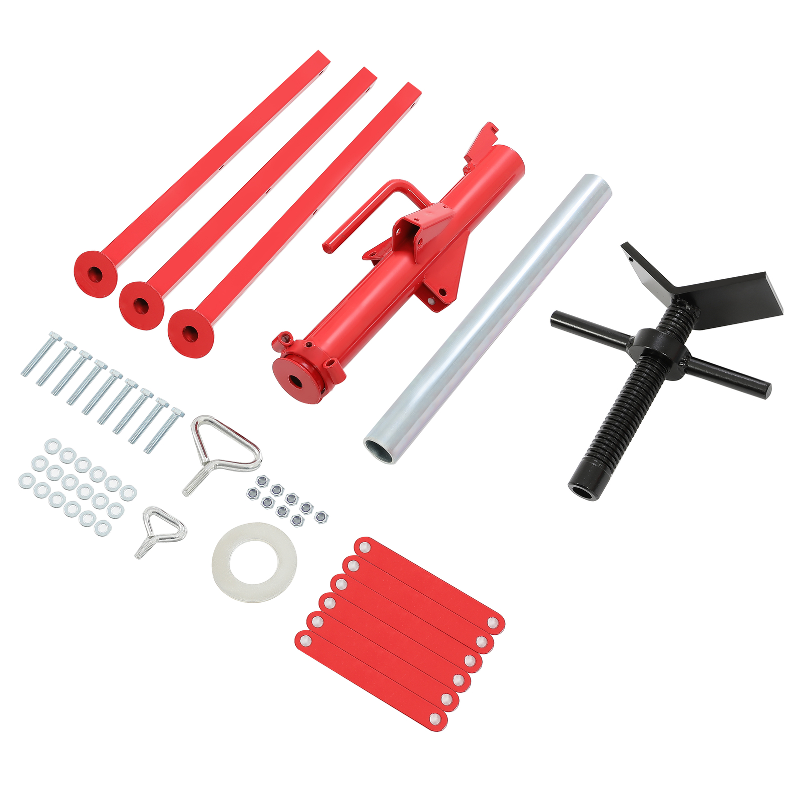 V-Head Pipe Stand Folding Tripod Jack 28″-52″ Height 12″ Pipe 2500LB Steel Red