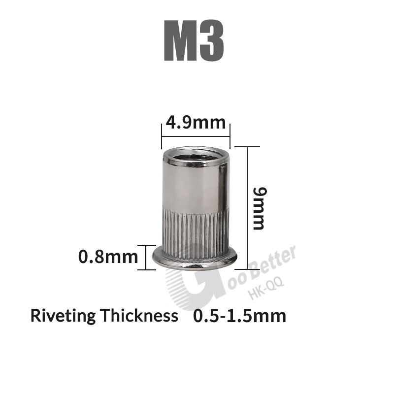 M3 M4 M5 M6 M8 M10 M12 RIVNUTS NUTSERTS RIVET NUTS A2 STAINLESS
