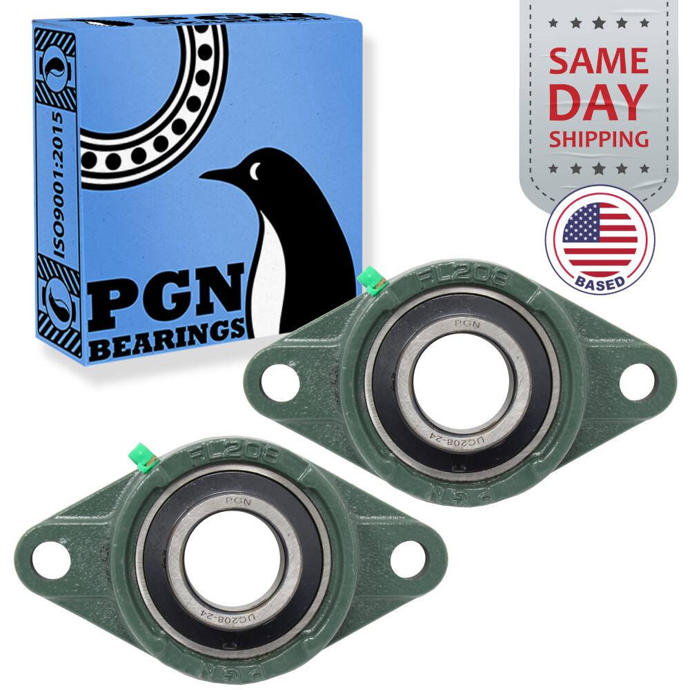 (2) UCFL208-24 Solid Pillow Block Flange Mounted Bearing 1-1/2″ Bore 2 Bolt