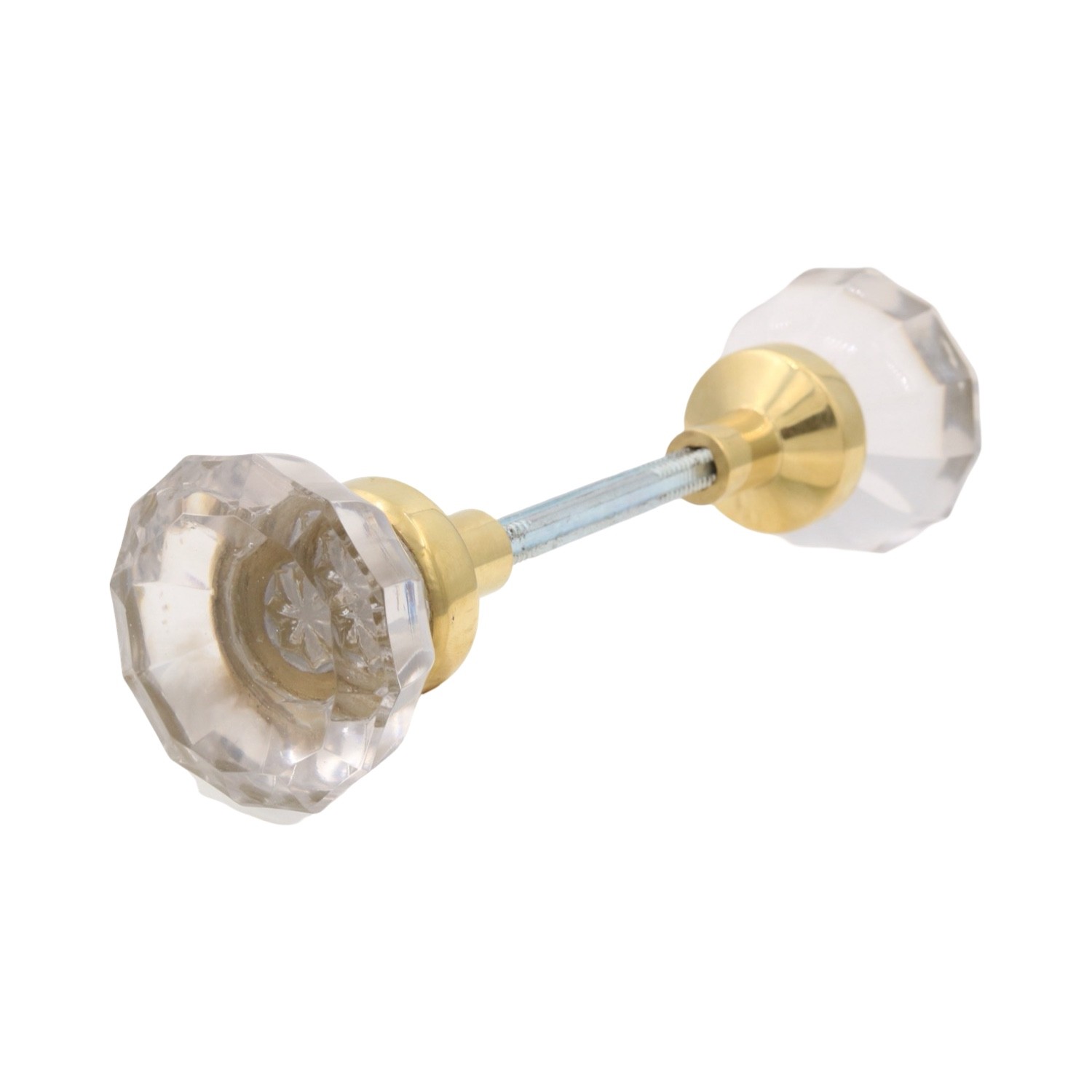 Clear Crystal Glass Door Knobs with Solid Brass Ferrules For Sets – 2 Choices