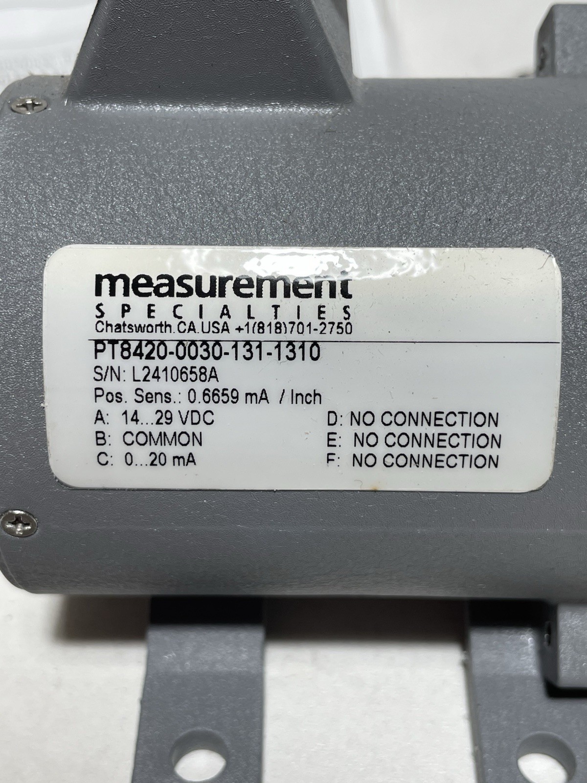 Measurement Specialties PT8420-0030-131-1310 Position Transducer