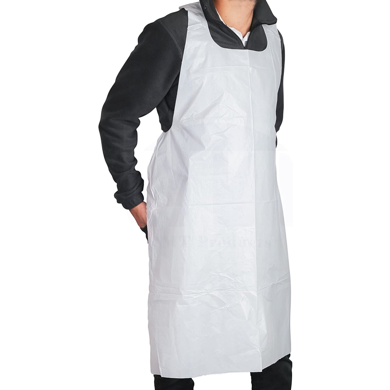 MT Products Disposable White Poly Apron 46″ x 28″ Heavy Weight – Pack of 25