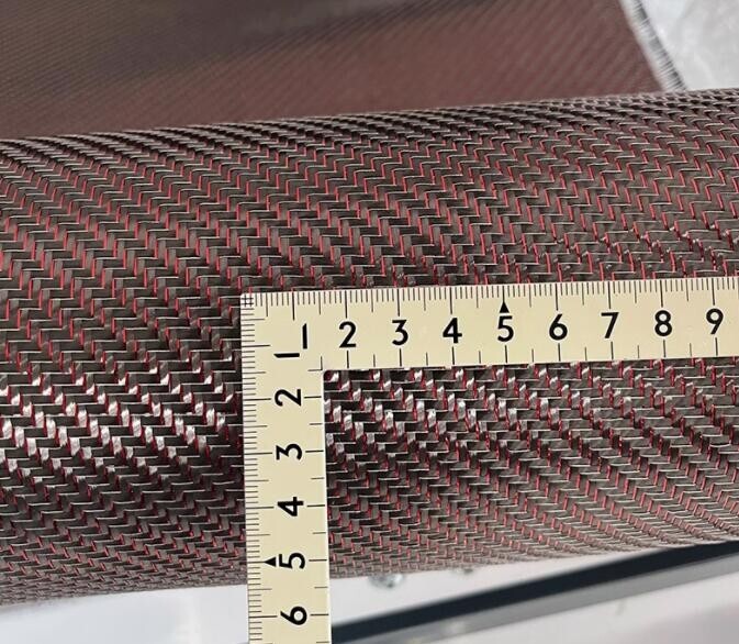 Metallic Carbon Fiber&Red&Silver Reflection Mixed Fabric Twill Cloth 50cm*100cm