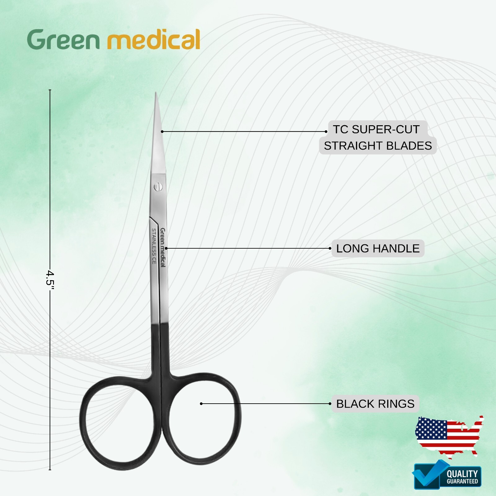 Supercut TC Iris Scissors 4.5″ Straight, Plastic Surgery Delicate Scissors