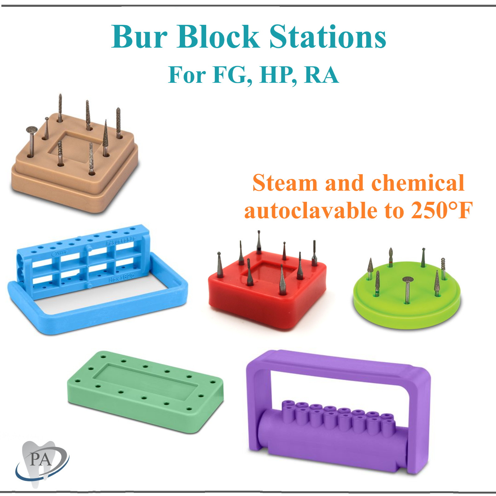 Dental Bur Block Magnetic Lab Holder Station Holds 28 Burs, 7/8 Burs, FG, HP RA