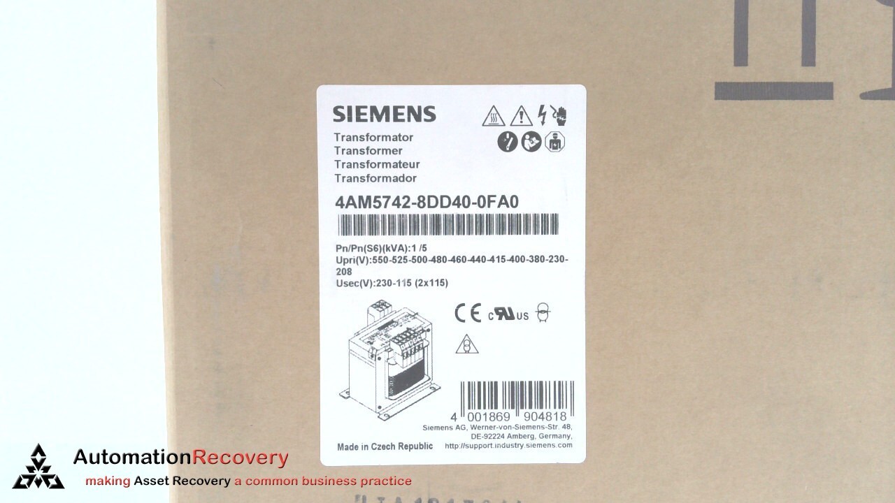 SIEMENS 4AM5742-8DD40-0FA0, TRANSFORMER 1000 VA 4AM5742-8DD40-0FA0 , NE #314150