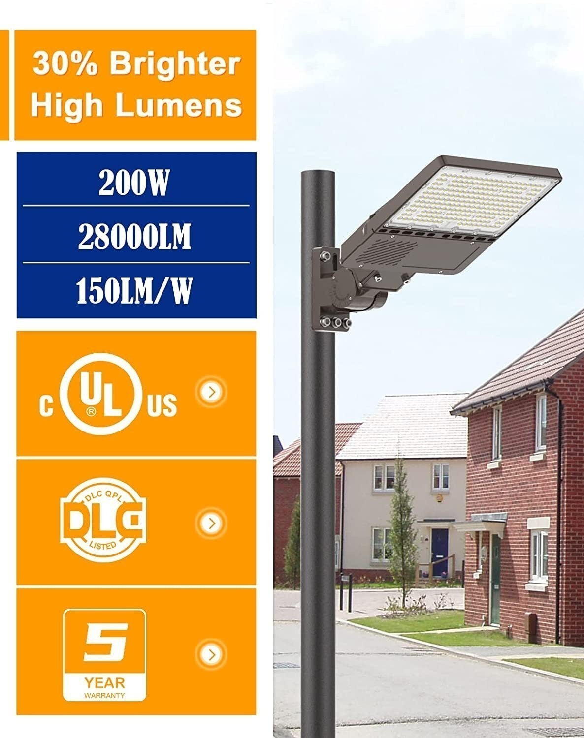 2Pack 200W LED Parking Lot Lighting Slip Fitter Commercial Outdoor Shoebox Light