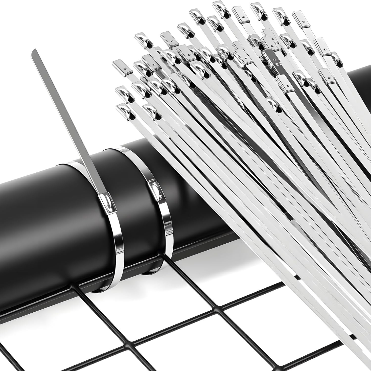 Stainless Steel Zip Ties 100Pcs 11.8In Heavy Duty Cable Tie Gun Kit UV