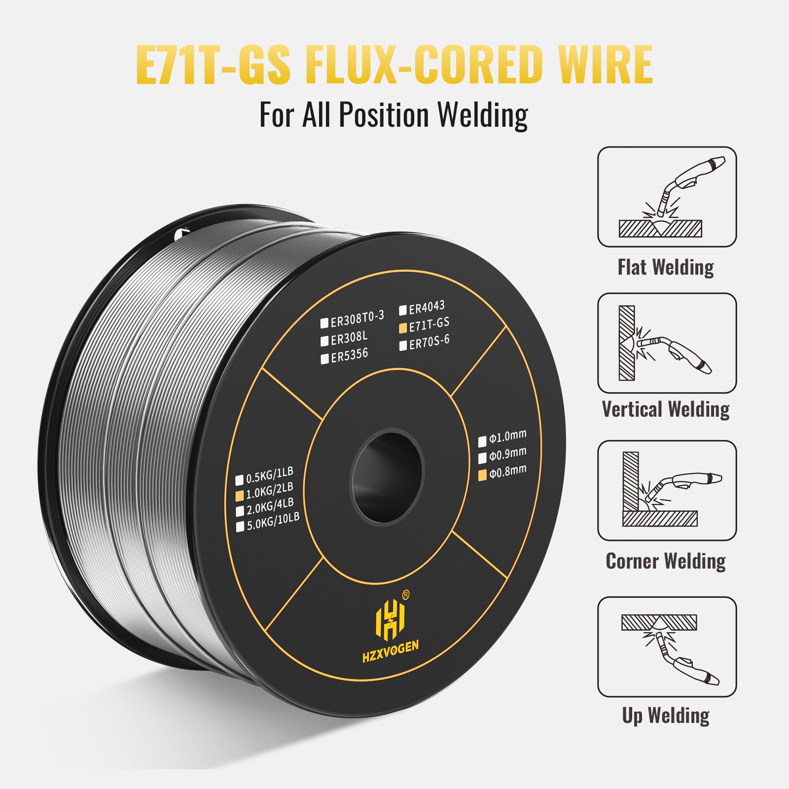 Carbon Stainless Steel Flux Core Welding Wire For Gasless MIG Welder 0.03” 2lbs