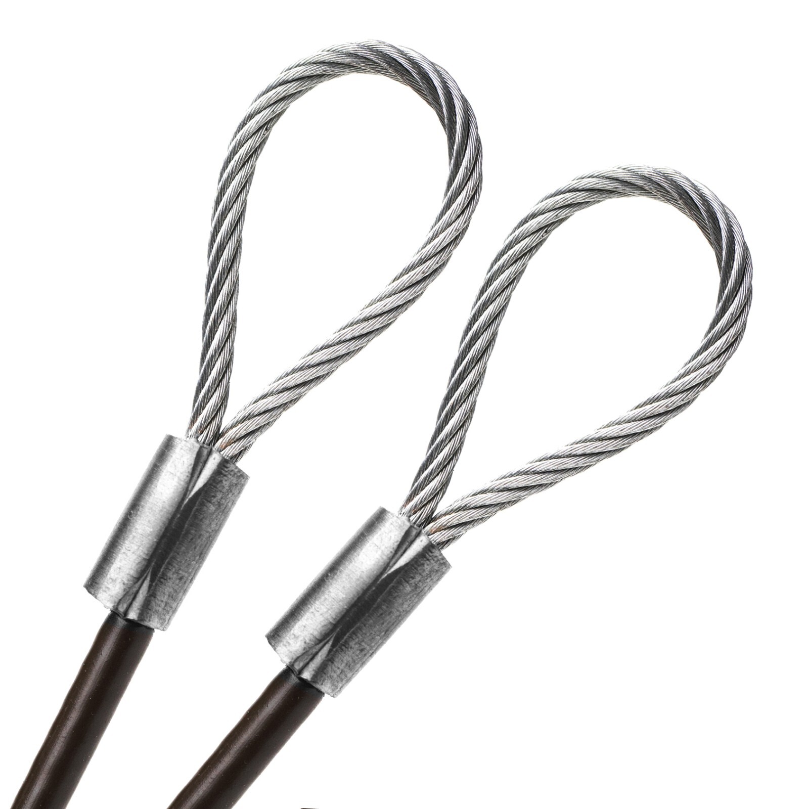 1ft – 75ft Vinyl Coated Metal Cable with Double Loop End (Purple, Brown, Orange)