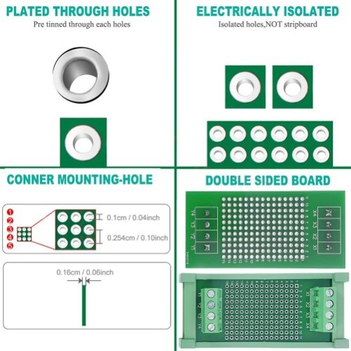 Prototype 72x30mm PCB Board DIN Rail Mount Carrier Housing Arduino DIY Project