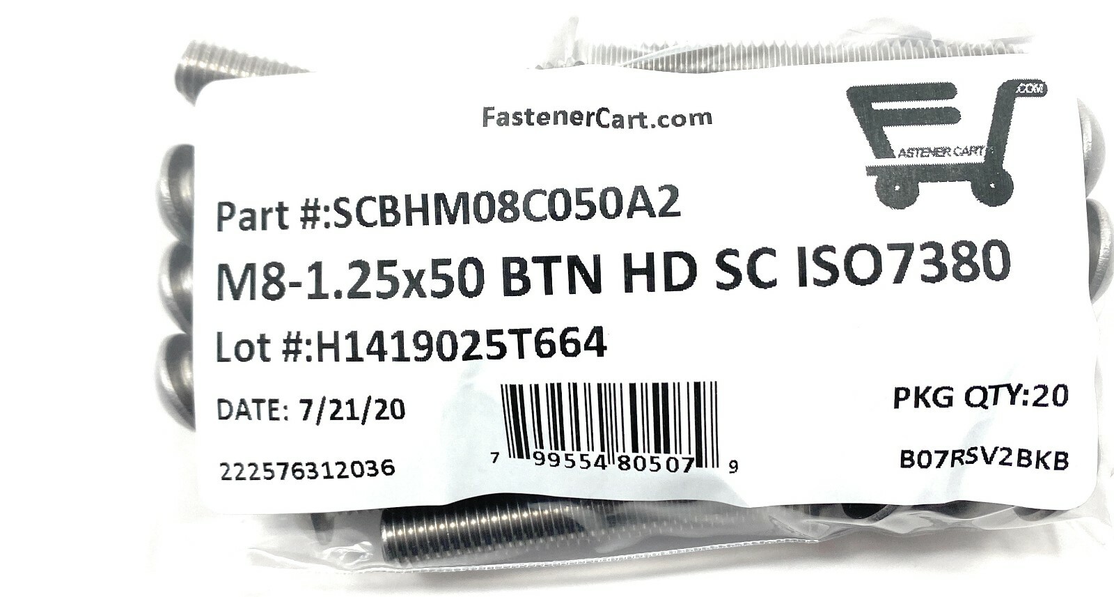 (20) M8 x 1.25 x50 Stainless Steel Button Head Socket Cap Screws ISO7380 M8-1.25