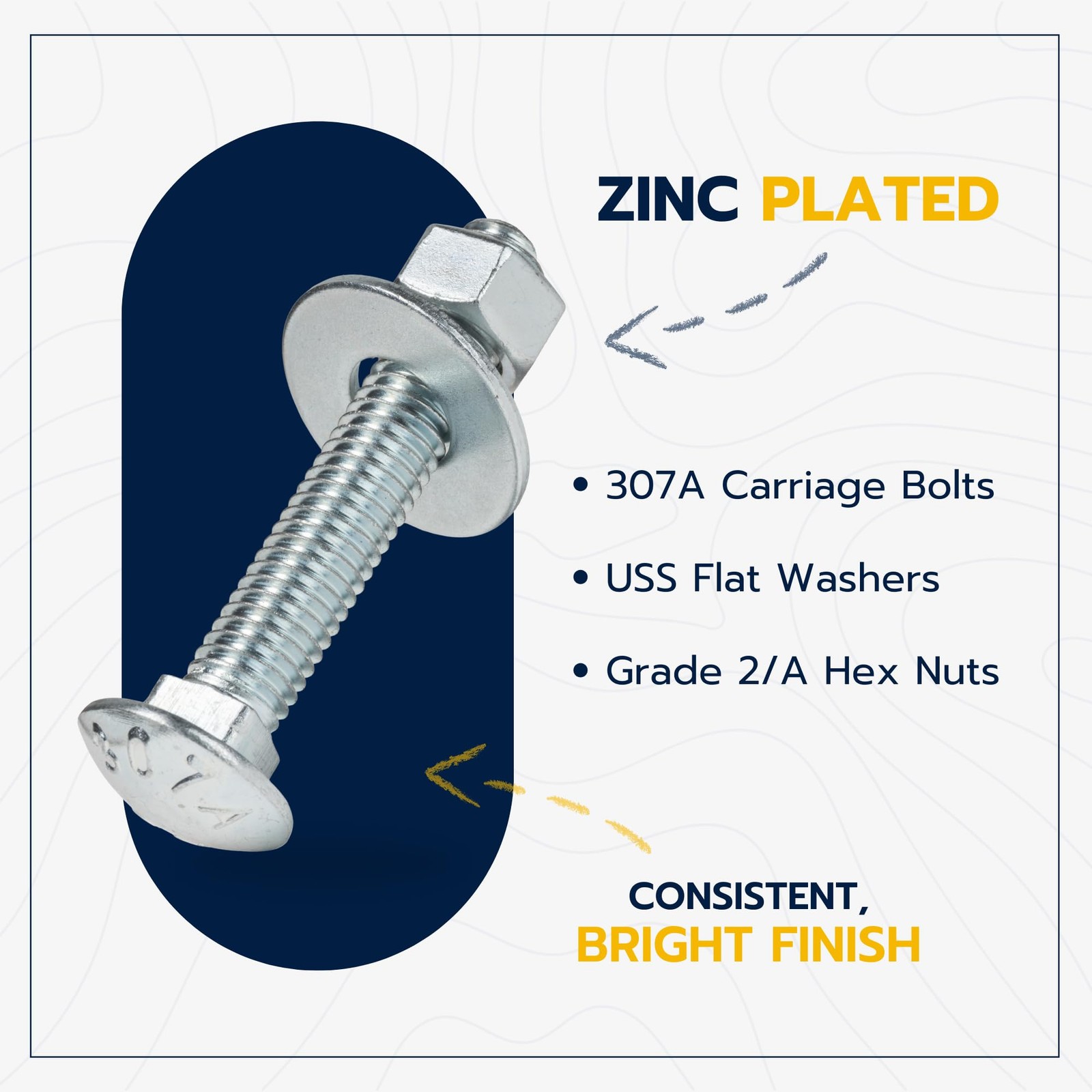 1/2″ x 3″ (25 Pack) Carriage Bolt Kit, 307A by