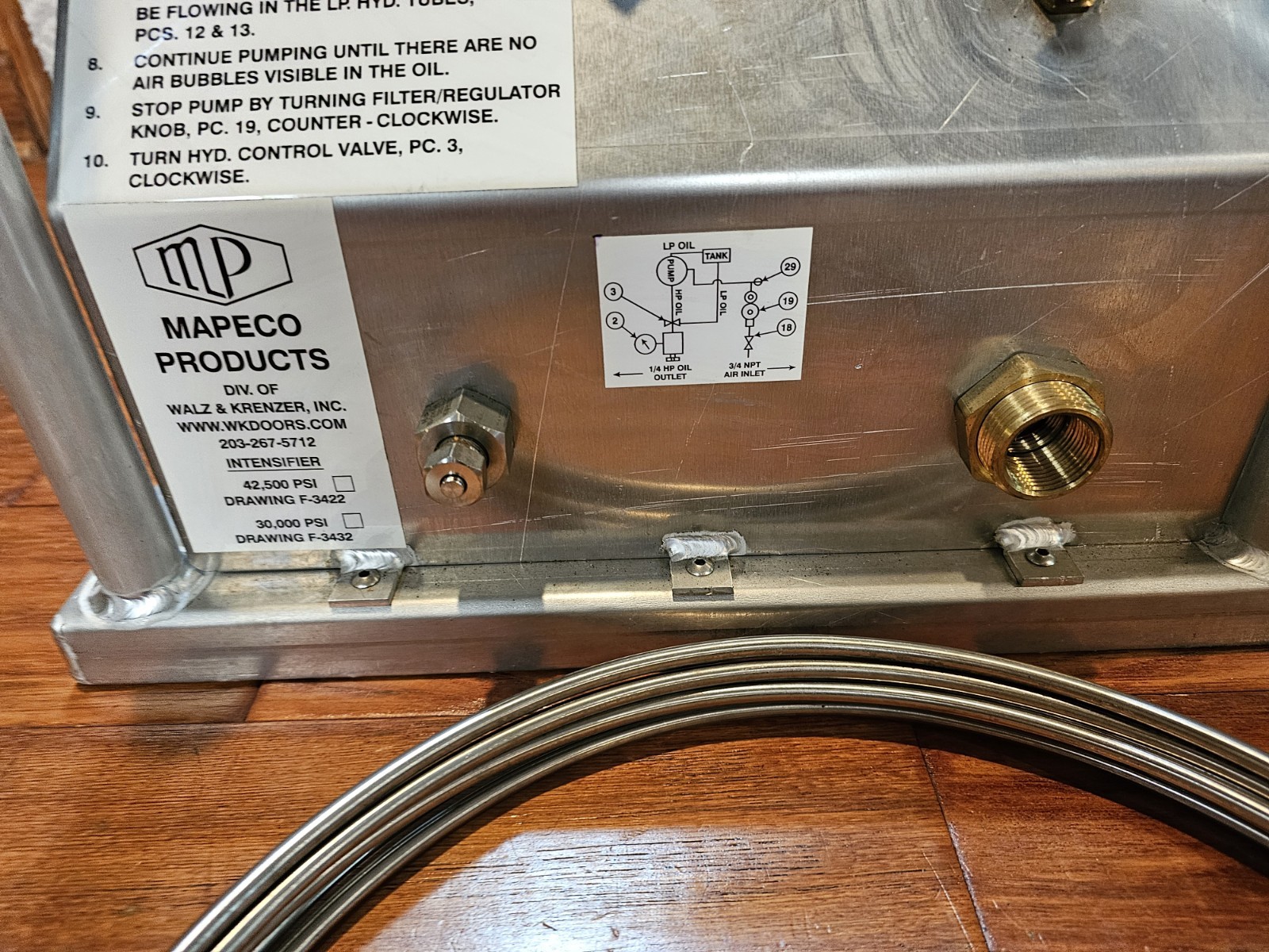 MAPECO Walz & Krenzer Intensifier 30,000 PSI Hydraulic Portable Intensifier