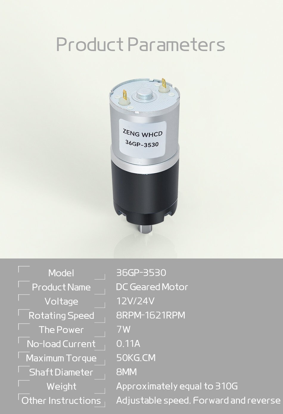 Planetary Reduction Brushed Motor DC12V24V High Torque 36GP-3530 With Controller