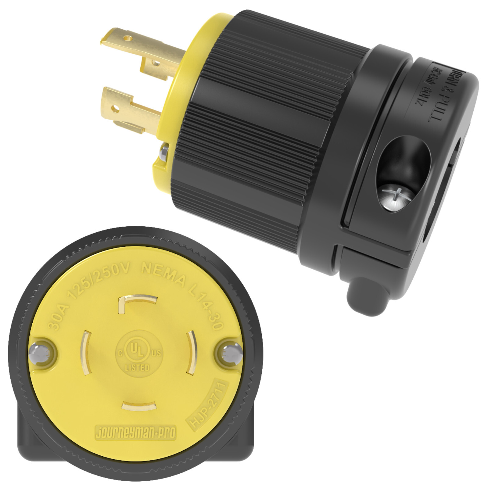 MALE 220 POWER CORD END 4-PRONG TWIST LOCK GENERATOR PLUG 30A 125/250V L1430P