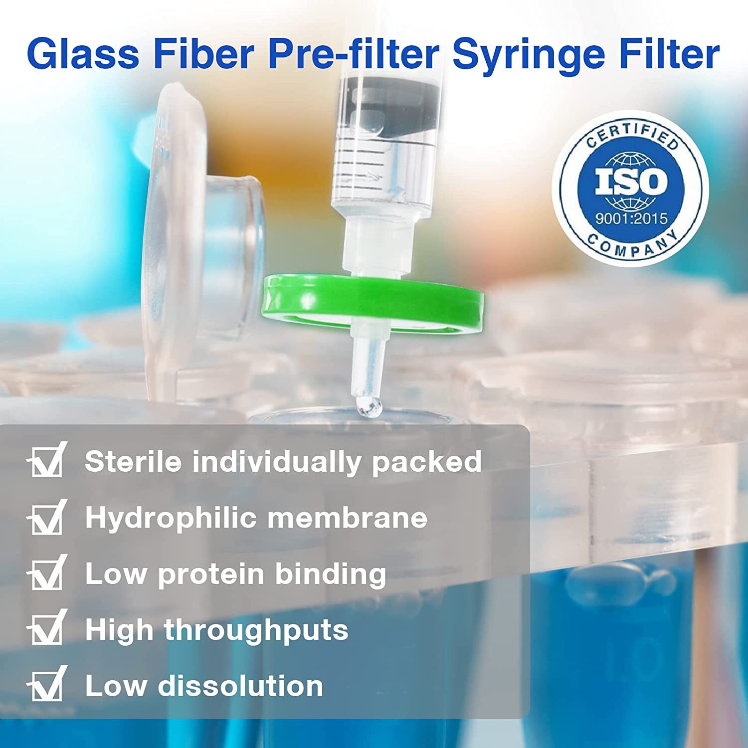 10/30/50/100Pcs Sterile Syringe Filter 33mm 0.22 Micron PES Membrane Hydrophilic