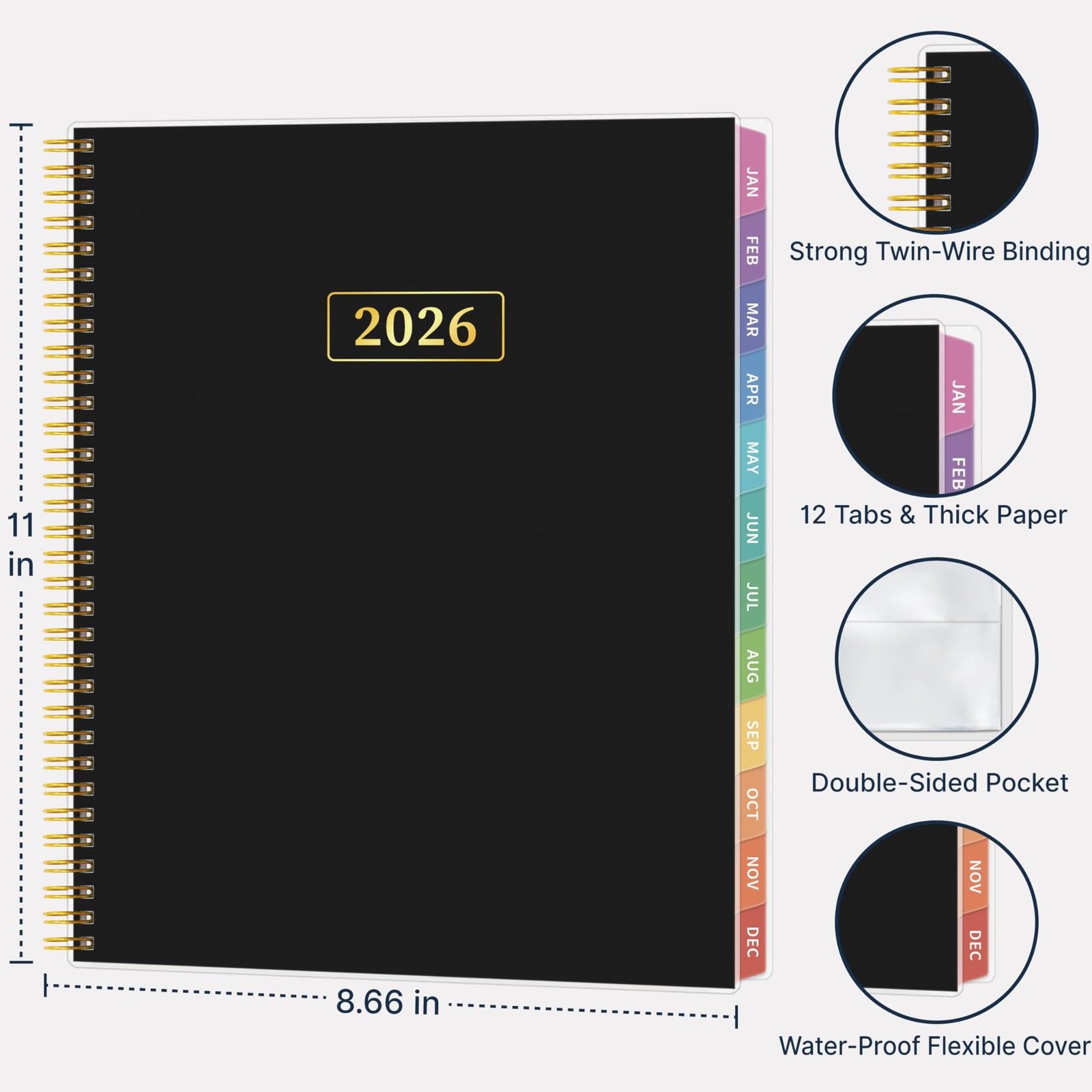 2026 Appointment Book, 30 Minutes-Hourly, Weekly ＆ Monthly Calendar Planner 2026