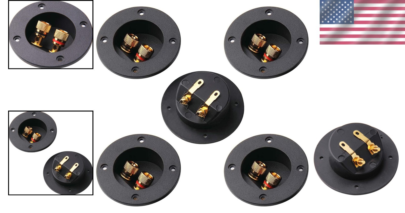 5Pcs 3-Inch Speaker Box Terminal Cup – Black, 1.77 Inches, Copper/Metal/Plastic
