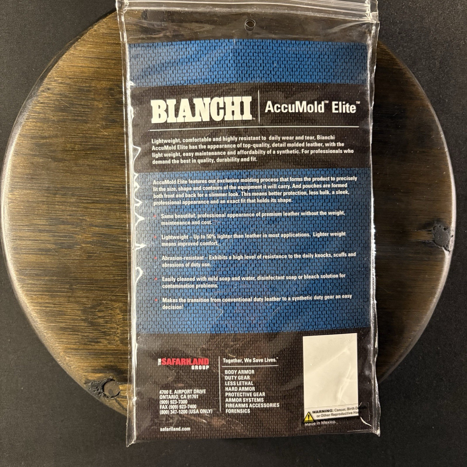 Bianchi 7909 Baton/ Flashlight Ring Holder Black Tooled Basketweave Leather 2.25