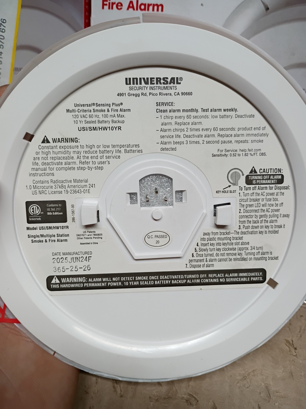 2PK Universal Security Instruments Hardwired & 1-Year Battery Smoke Detector, OB