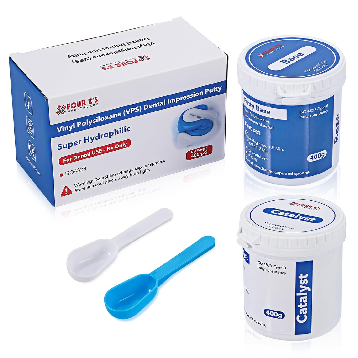 New 2x 400g (Base + Catalystst) Dental Putty Fast Set PVS VPS Impression Silicon