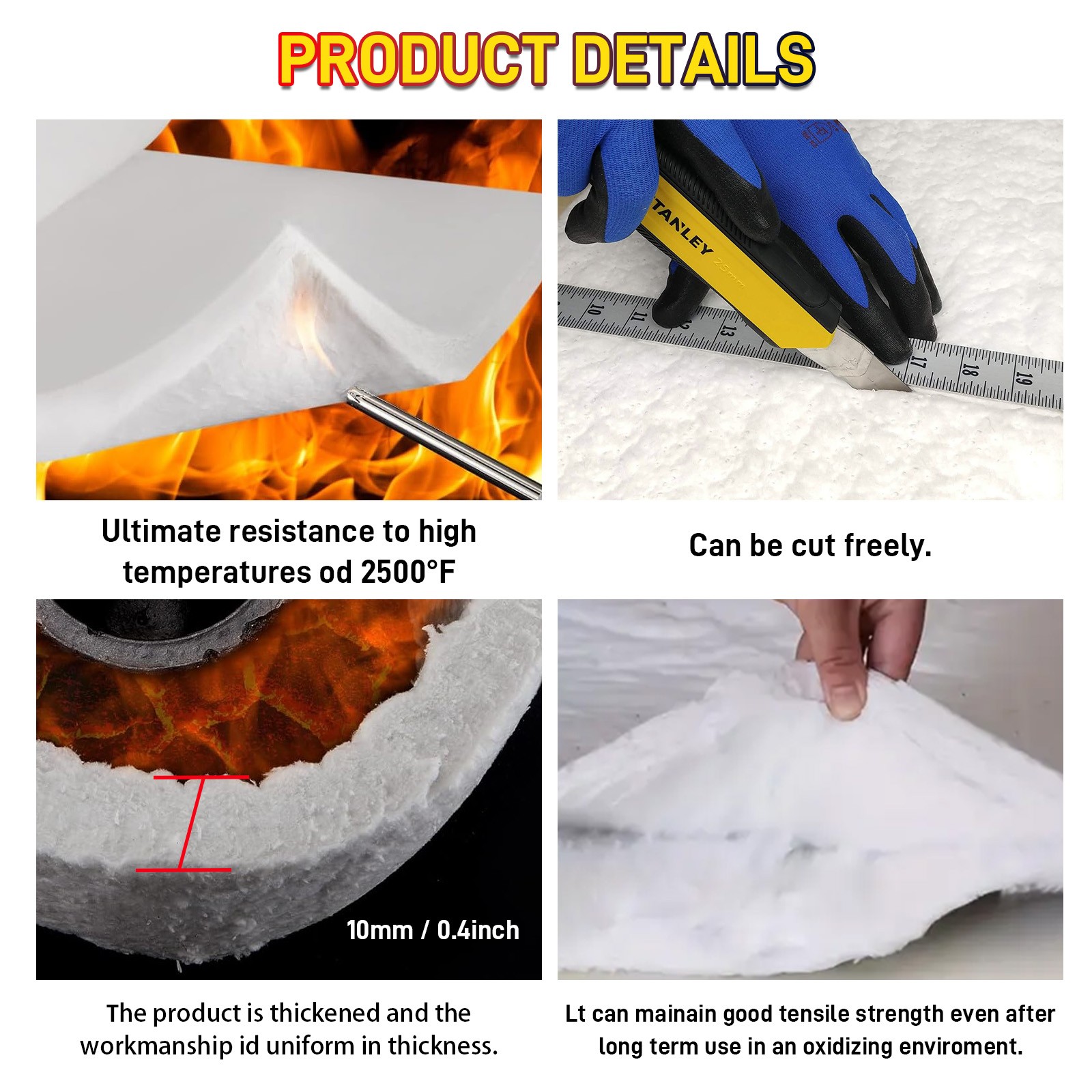 Motorcycle Ceramic Fiber Exhaust Muffler Mat, Universal Muffler Packing for