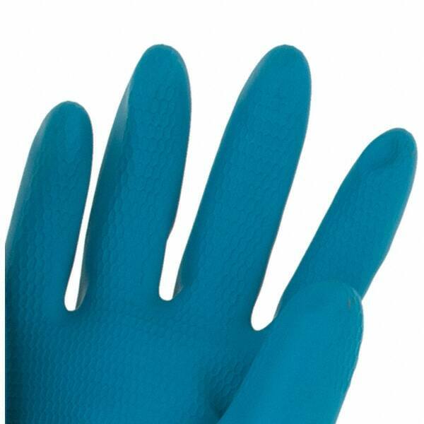 (12 PAIR) CHEMICAL RESISTANT GLOVES BLUE NEOPRENE OVER YELLOW LATEX WORK GLOVES