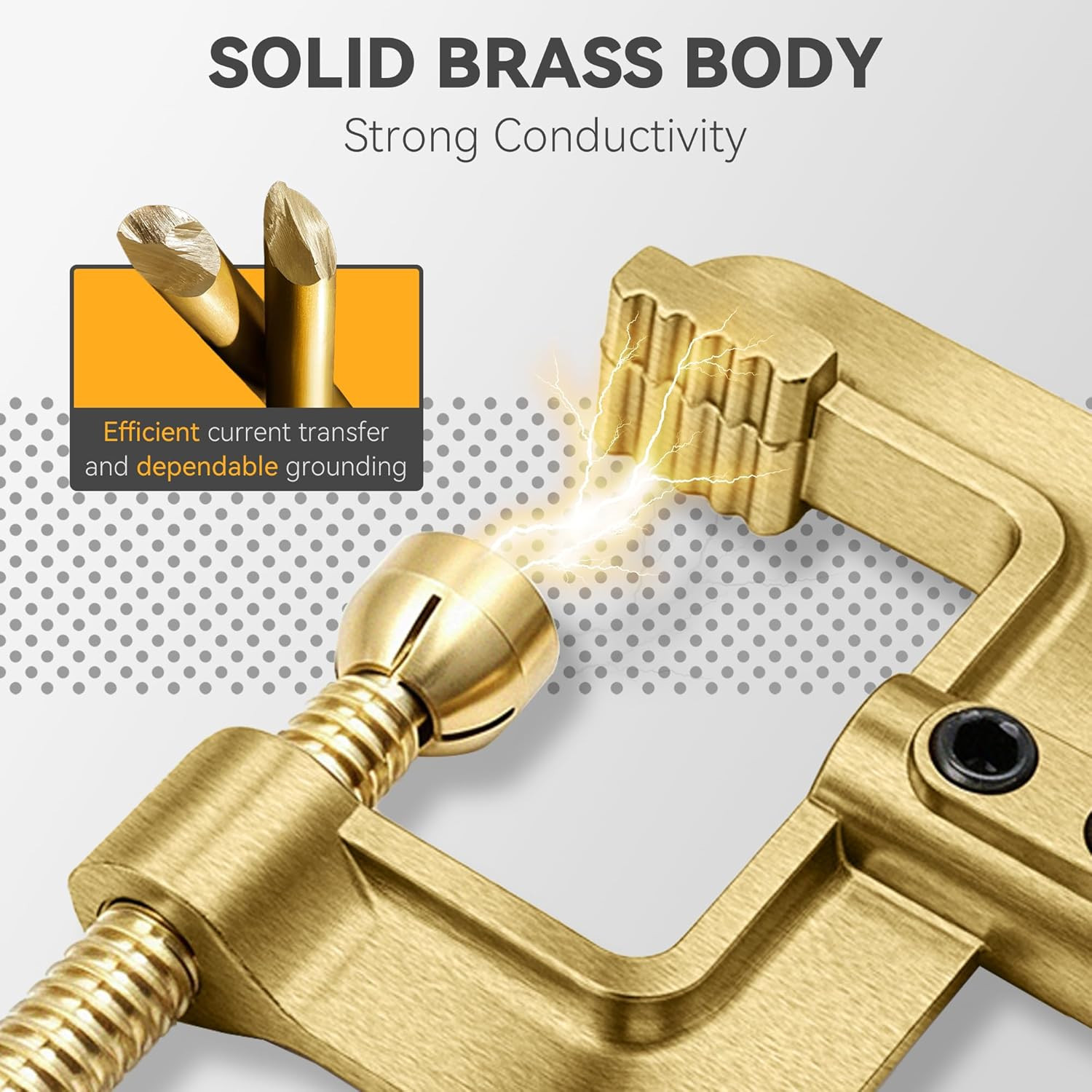 Welding Ground Clamp, Solid Brass Heavy Duty Screw-Lock C-Style Earth Clamp, 400