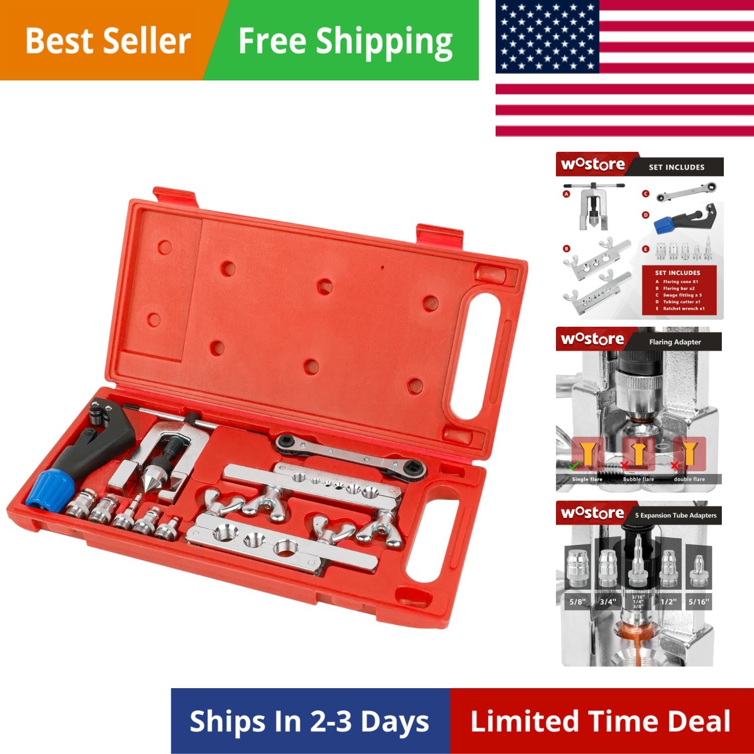 Flaring Swage Tool Kit for Copper Plastic Aluminum Pipe With Tubing Cutter & …