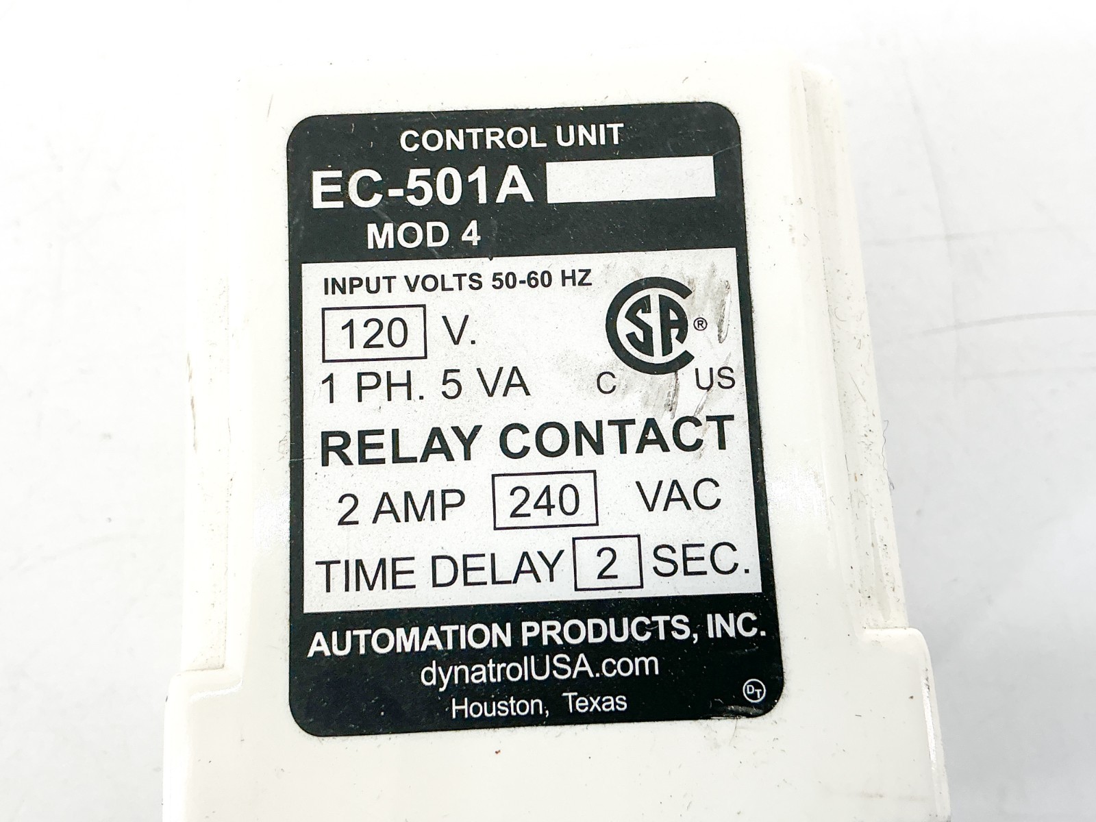 New Automation Products Inc. EC-501A MOD 4 Control Unit Relay120V 1PH 5VA No Box