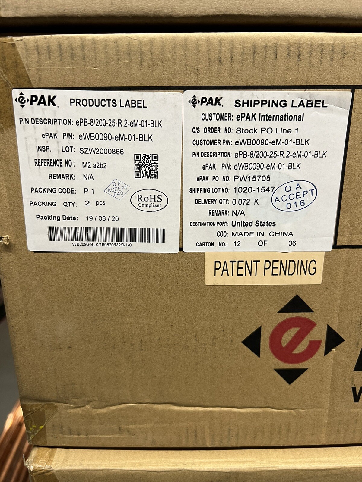 EPAK EWB0090-eM-01-BLK Wafer Process Boats 200mm 8” 25 Slot (Qty. 2 Pack)
