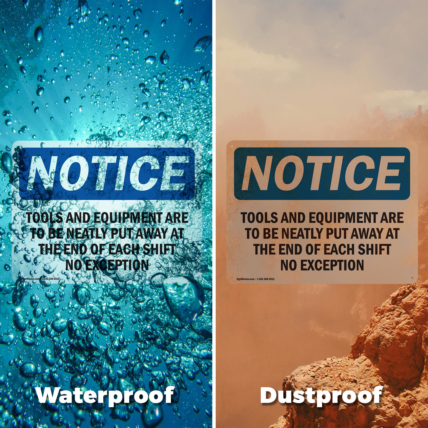 (2 Pack) Tools And Equipment Are To Be Neatly Put OSHA Notice Sign Decal Metal