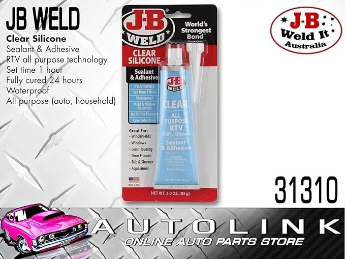 JB Weld 31310 Clear RTV Acetoxy Silicone Sealant – 3 Oz.
