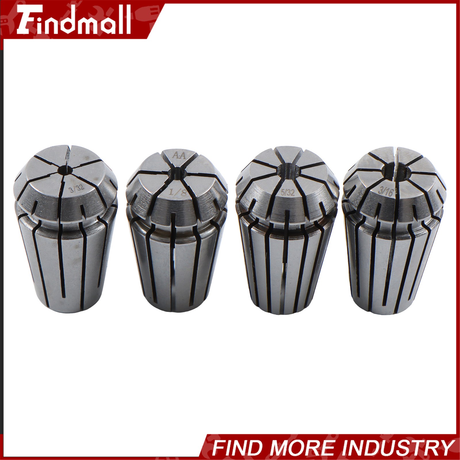 Findmall ER16 Collet Set 10 Pack Precision 3/32 to 3/8 Inch by 32nds 0.0002 TIR