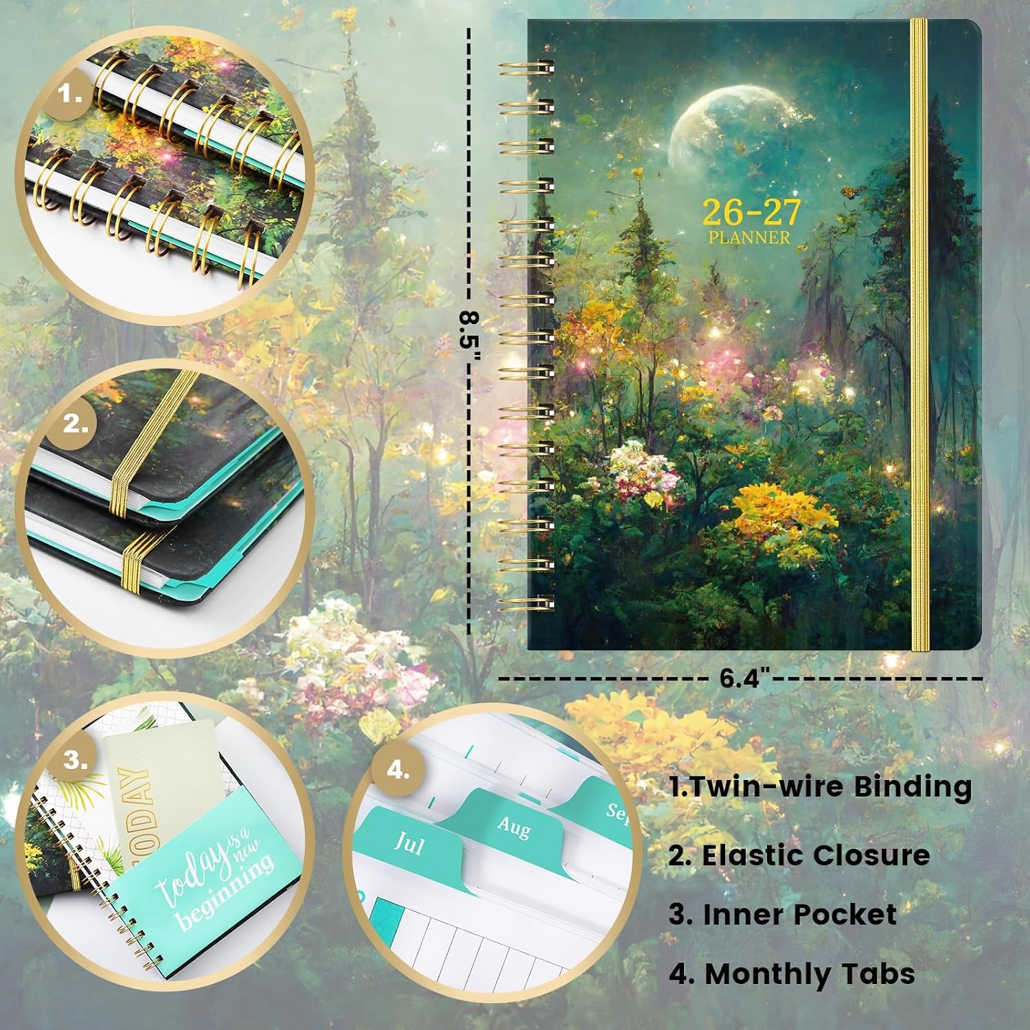 2027 Academic Planner 6×8 2026-2027 Daily Weekly Planner July to June Large Size