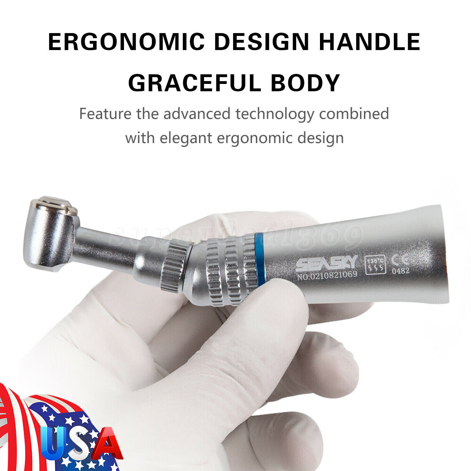 NSK Style Dental Slow Low Speed Contra Angle Handpiece Push Button E-type SEASKY