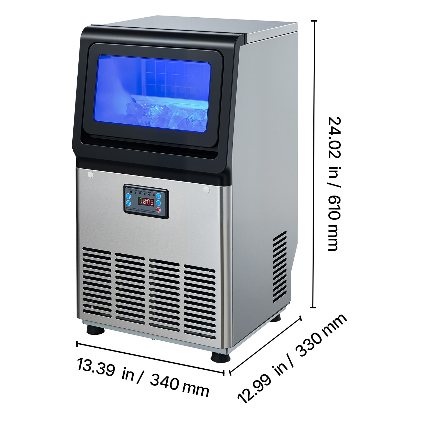 Uimoso 80lbs/24H Commercial Ice Maker with 13 lbs Storage for Bar or Restaurant