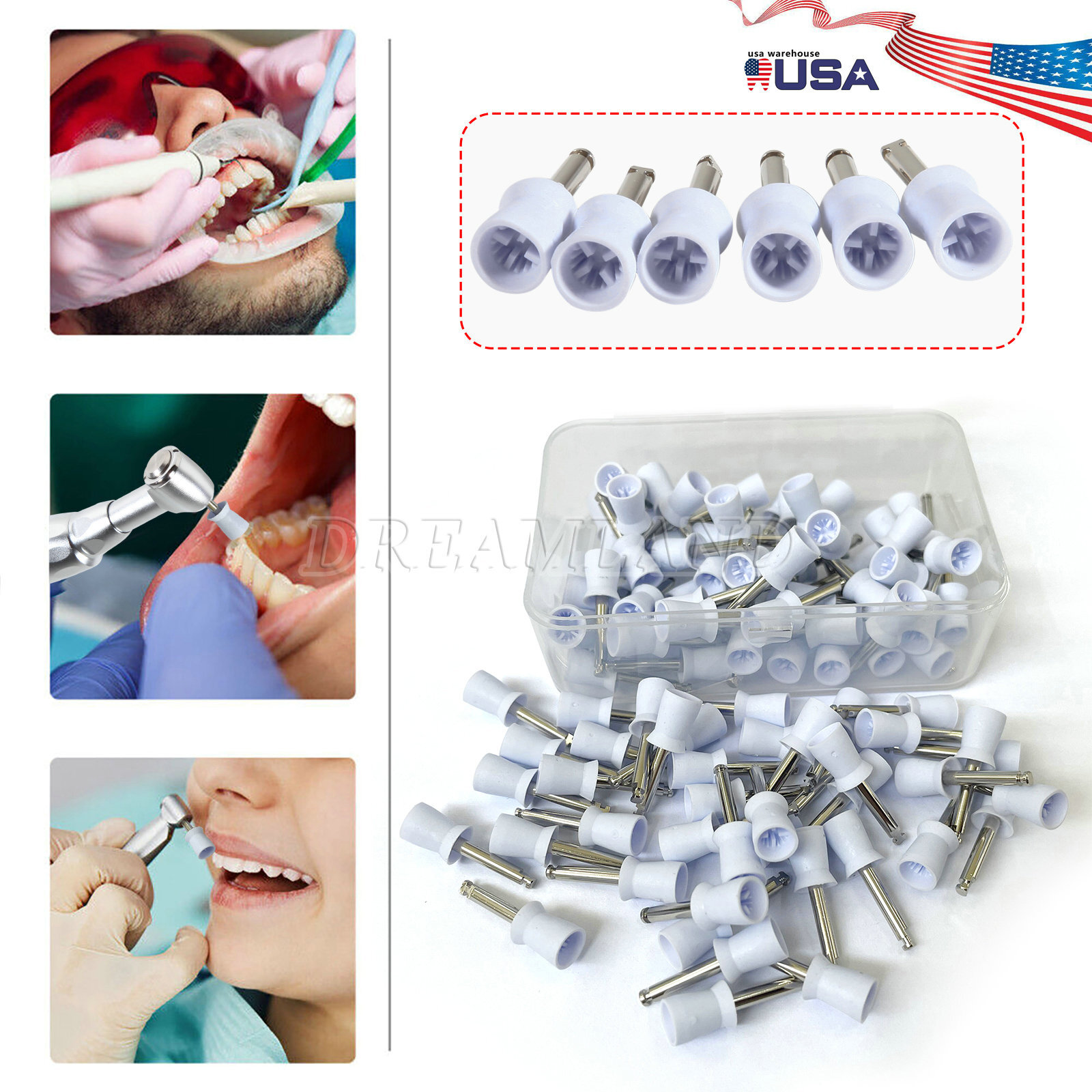 100pc Dental Prophy Polishing Cup Cups For Contra Angle Handpiece Latch CE