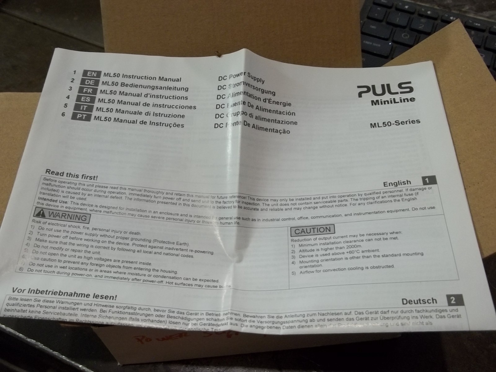 NIB PULS ML50.100 POWER SUPPLY 100-240 VAC (WL64-1)