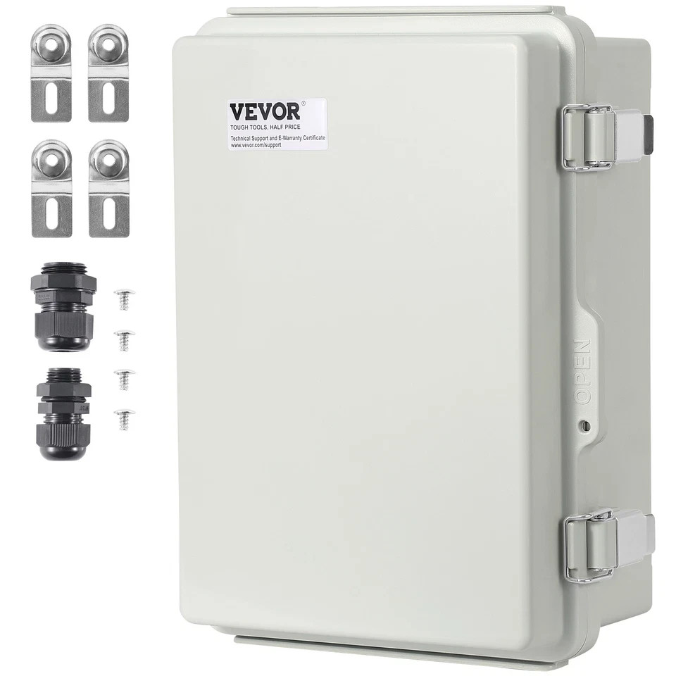 VEVOR Outdoor Junction Box 16.93×12.99×7.09 in ABS Plastic Electrical Enclosure