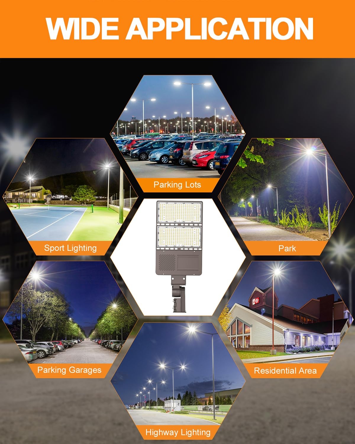 320W LED Parking Lot Light Dusk to Dawn Commercial Shoebox Stadium Light-48000LM