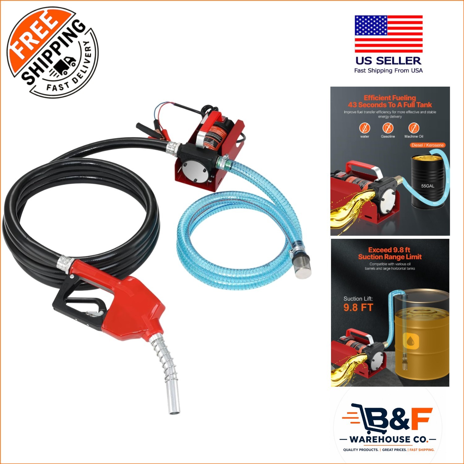 Durable 12V DC Fuel Pump with Automatic Shut-off – Ideal for Diesel & Oil