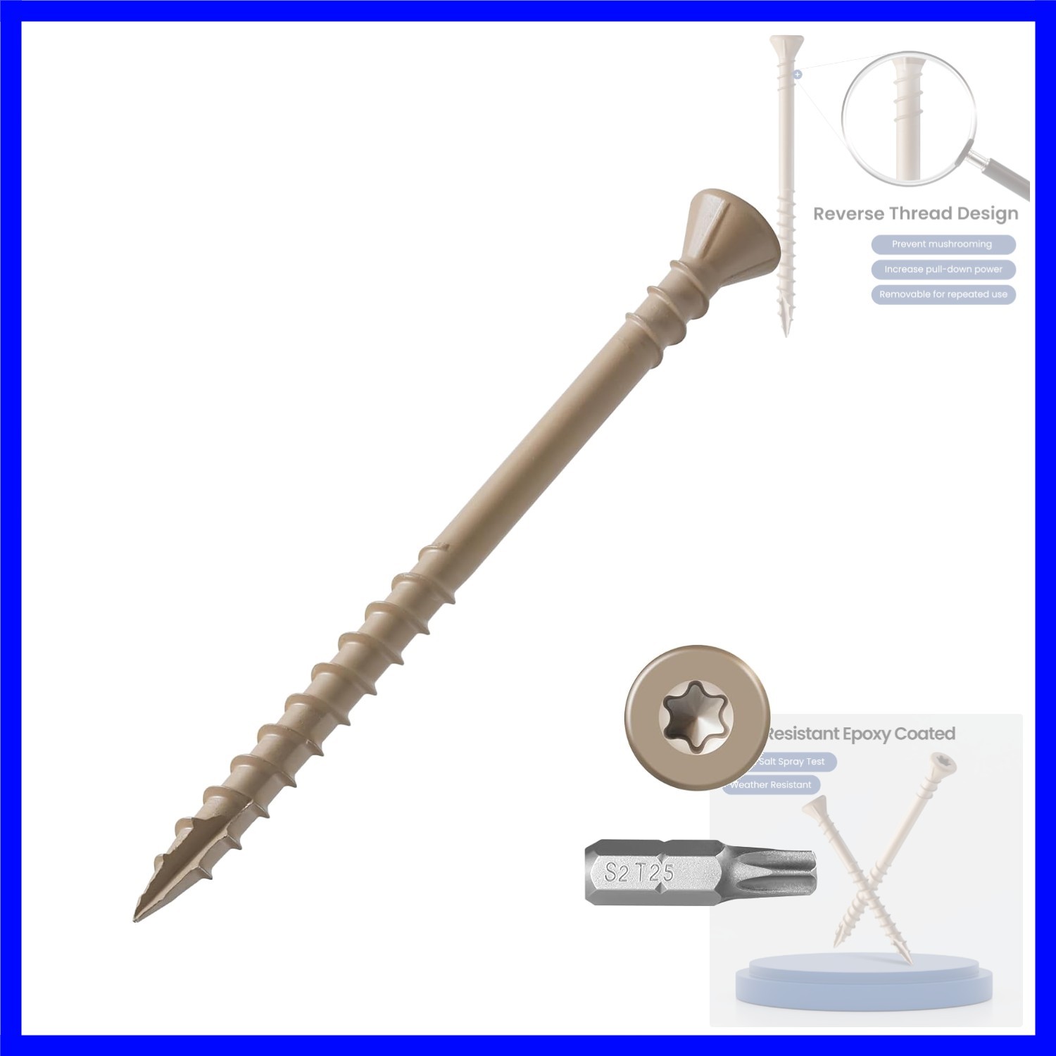 Deck Screws 3 Inch Exterior Wood Screws Flat Head Torx Drive Rust Resistant E…